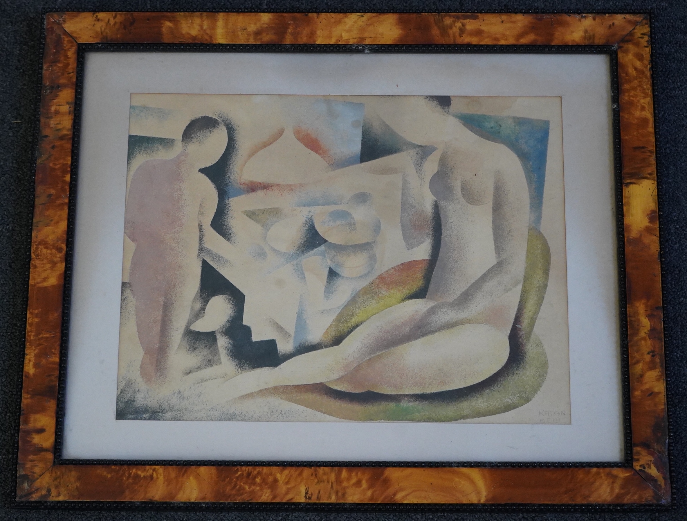 Béla Kádár (Hungarian, 1877-1956), Nudes in a landscape, lithograph, 27 x 35.5cm